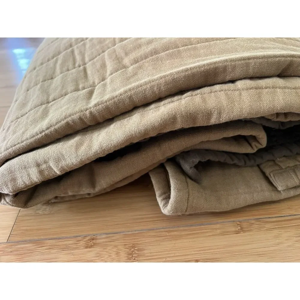 Calvin Klein Queen The Khaki Collection Quilted Heavy Weight Cotton Blanket